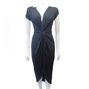 Roller Coaster Black  Stretchy Twist Front Short Sleeve Maxi Dress Size Small